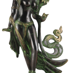 Pure Brass Tibetan Tara Devi Buddhist Goddess Idol | 15" Standing Statue | Black & Green Finish | Sacred Art | Traditional Collection | Jaipurio